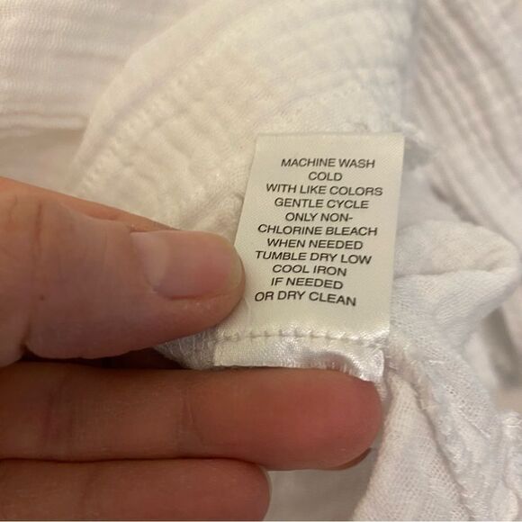 Chelsea & Theodore white cotton Gauze Blouse oversized tunic coverup top M - Picture 9 of 10
